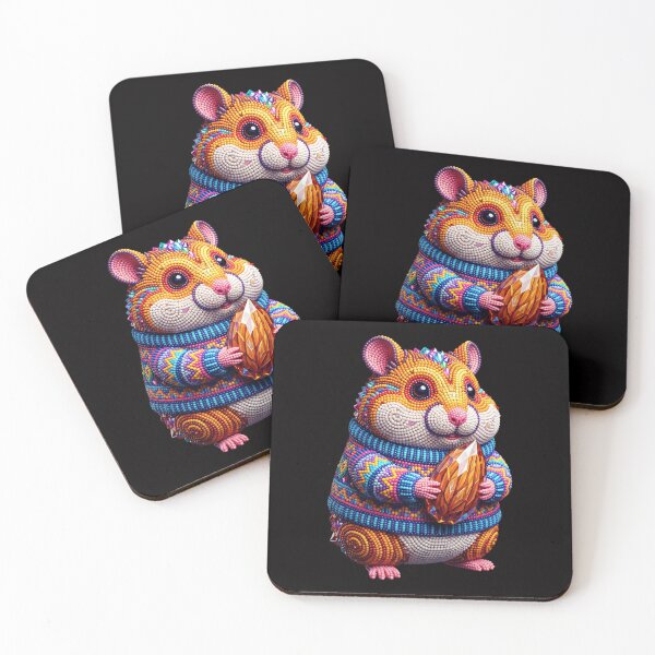 Item preview, Cute Chubby Hamster in Colorful Beaded Sweater 3D Art designed and sold by Rahaf-shop9.