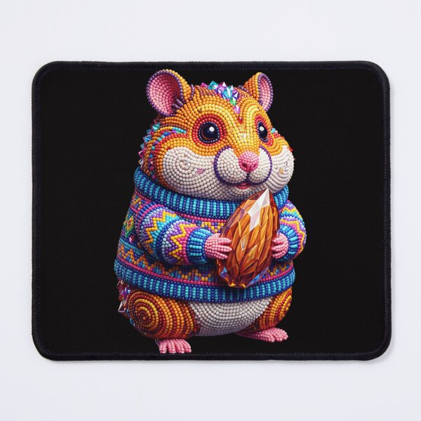 Item preview, Cute Chubby Hamster in Colorful Beaded Sweater 3D Art designed and sold by Rahaf-shop9.