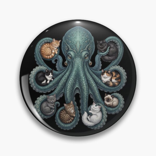 Item preview, Kraken holds cute cats designed and sold by ReneMM.