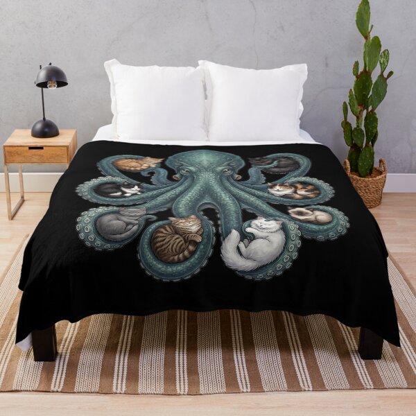 Item preview, Kraken holds cute cats designed and sold by ReneMM.