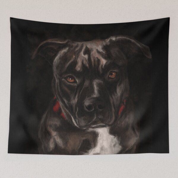 Item preview, Pitbull portrait, realistic dog art designed and sold by NadiaChevrel.