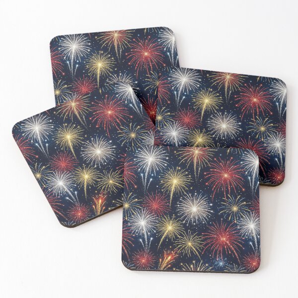 Item preview, Bursting Fireworks Night Sky Seamless Pattern designed and sold by Rhondajanda.