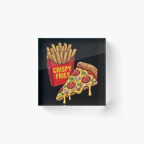 Item preview, 3D Perler Bead Fast Food Pizza and Crispy Fries Pop Art designed and sold by Rahaf-shop9.