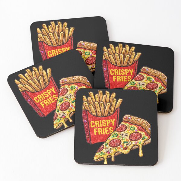 Item preview, 3D Perler Bead Fast Food Pizza and Crispy Fries Pop Art designed and sold by Rahaf-shop9.