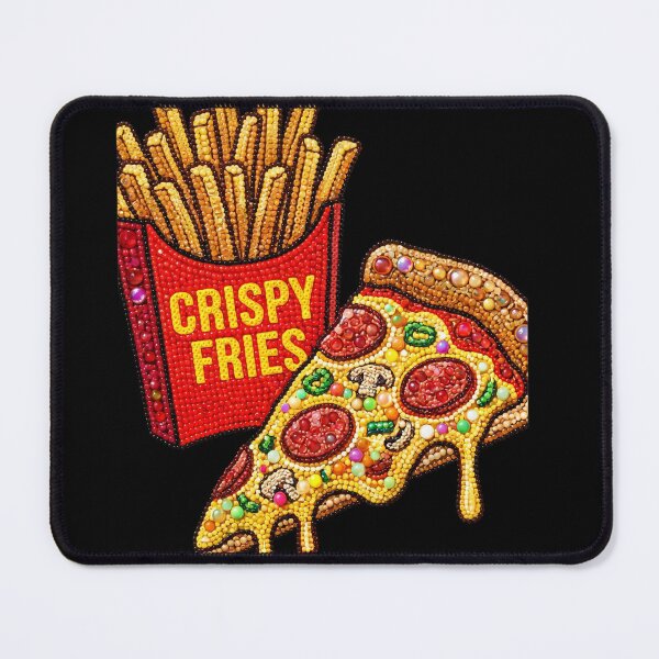 Item preview, 3D Perler Bead Fast Food Pizza and Crispy Fries Pop Art designed and sold by Rahaf-shop9.
