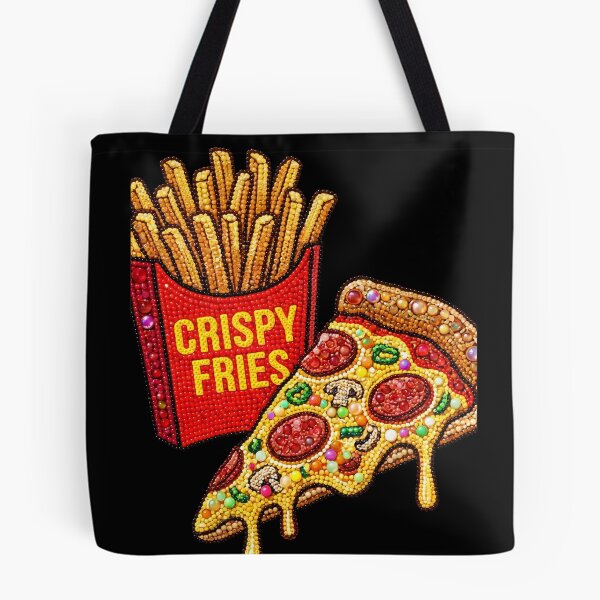 Item preview, 3D Perler Bead Fast Food Pizza and Crispy Fries Pop Art designed and sold by Rahaf-shop9.