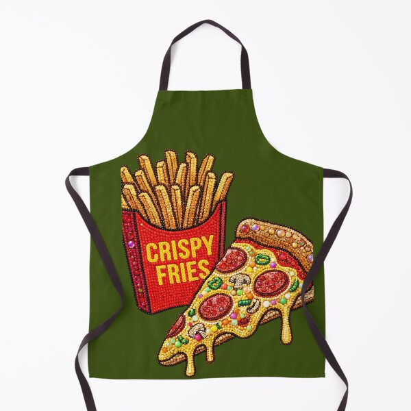 Item preview, 3D Perler Bead Fast Food Pizza and Crispy Fries Pop Art designed and sold by Rahaf-shop9.