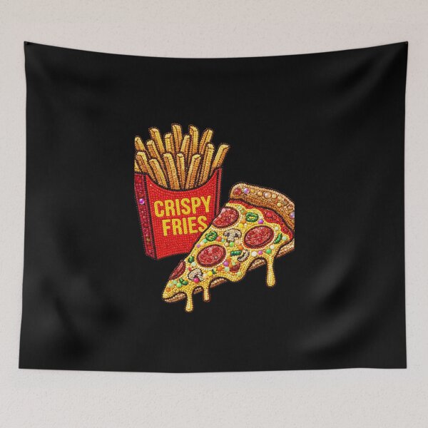 Item preview, 3D Perler Bead Fast Food Pizza and Crispy Fries Pop Art designed and sold by Rahaf-shop9.