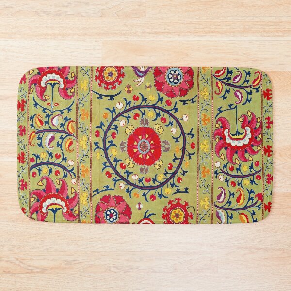 Item preview, Lakai Suzani Uzbekistan Floral Embroidery Print designed and sold by Vicky Brago-Mitchell®.