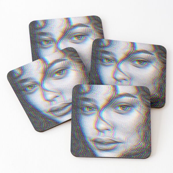 Item preview, Glitch Portrait of a Woman - Contemporary RGB Hatching Art designed and sold by alessandramtoro_design.