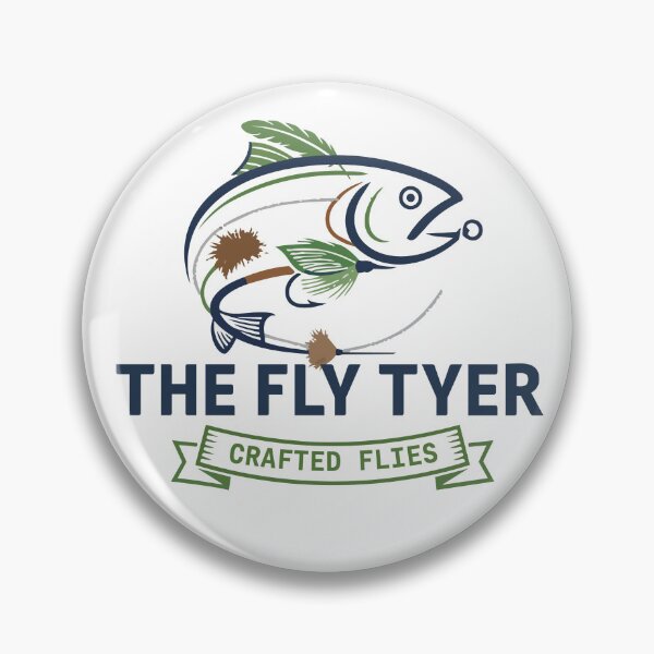 Item preview, Fly tying illustration, logo style, text "the fly tyer, crafted flies". designed and sold by Art-Horizon.
