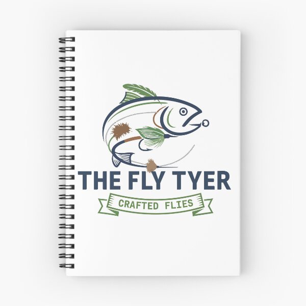 Item preview, Fly tying illustration, logo style, text "the fly tyer, crafted flies". designed and sold by Art-Horizon.