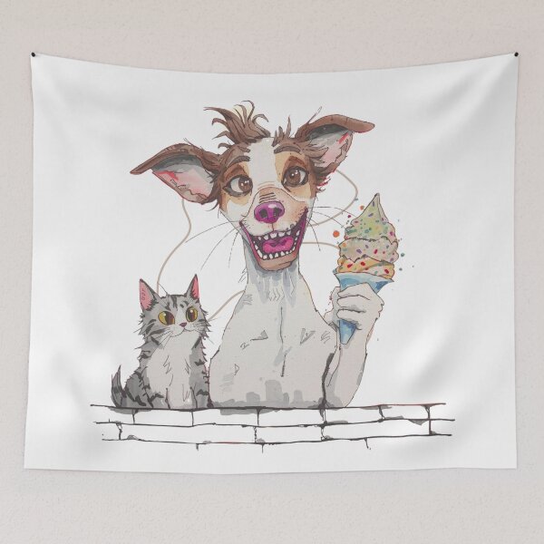 Item preview, Joyful Dog With Ice cream Funny Design  designed and sold by FlowerSeller1.
