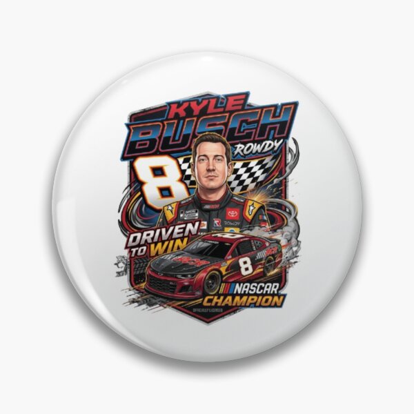 Item preview, Kyle Busch Rowdy Championship Driver Racing Fan Design designed and sold by Art Wave Studio.