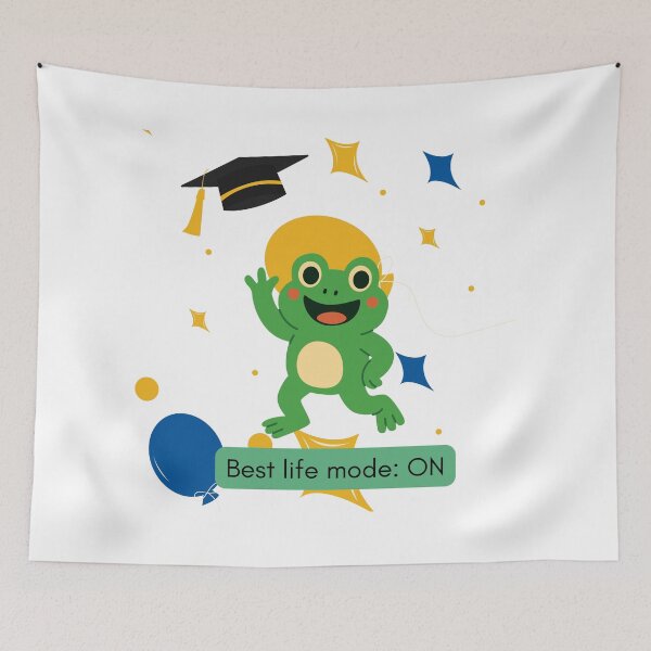 Item preview, Best Life Mode On Graduation Frog with Balloons | Cute Motivational Animal Design designed and sold by ChooseAndPrint.