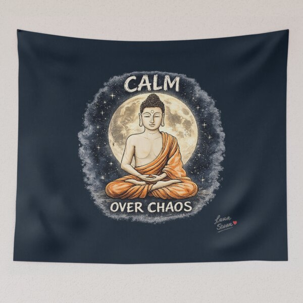 Item preview, CALM OVER CHAOS | Indigo Buddha Art | Midnight Zen Design designed and sold by BlueberrySwan.