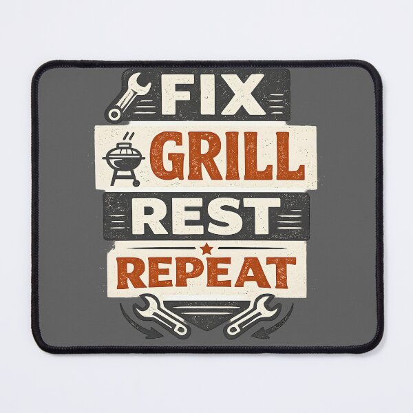 Item preview, Fix Grill Rest Repeat Design, Funny BBQ Dad Tee for Grill Masters designed and sold by Artistry in Motion by MADsrecreation.