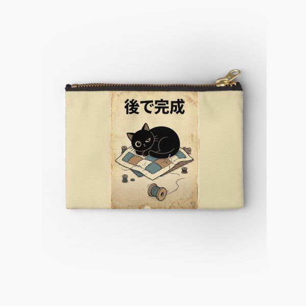 Item preview, Deadline? What Deadline Cat – Black Cat Napping on Unfinished Sewing Project | Japanese Vintage Craft Aesthetic designed and sold by EverStitchStudio ★★★★★.