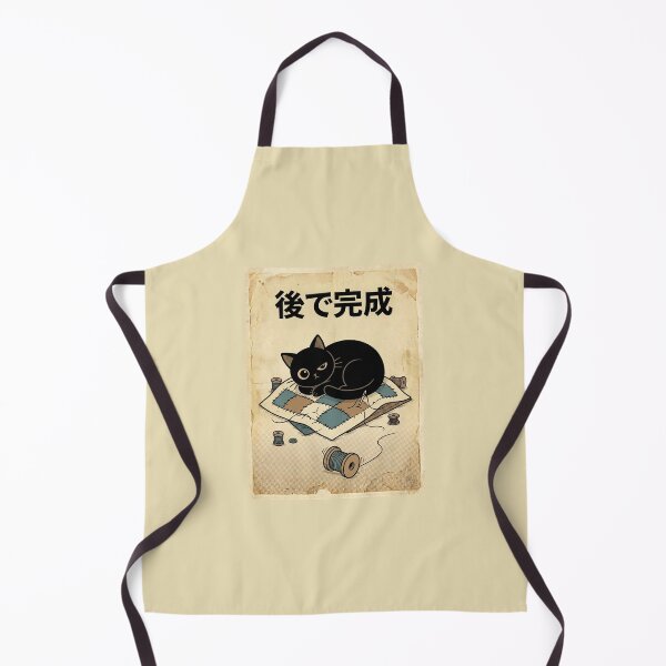 Item preview, Deadline? What Deadline Cat – Black Cat Napping on Unfinished Sewing Project | Japanese Vintage Craft Aesthetic designed and sold by EverStitchStudio ★★★★★.
