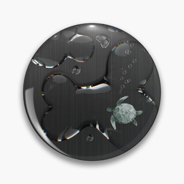 Item preview, Tiny Sea Turtle Water Droplet Black Brushed Metal designed and sold by TackyTime.