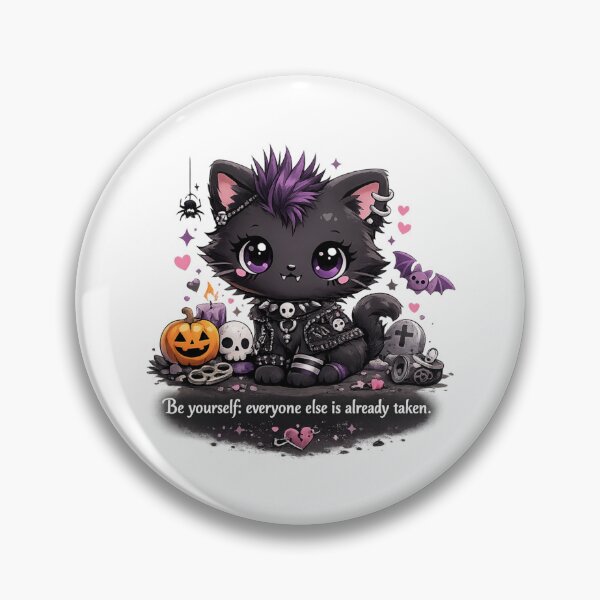 Item preview, Oscar Wilde Inspired Cute Punk Goth Cat with Mohawk | Kawaii Alternative Cat Quote Art | Be Yourself Everyone Else Is Already Taken designed and sold by Donsean22.