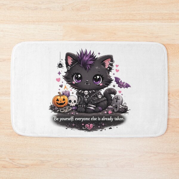 Item preview, Oscar Wilde Inspired Cute Punk Goth Cat with Mohawk | Kawaii Alternative Cat Quote Art | Be Yourself Everyone Else Is Already Taken designed and sold by Donsean22.