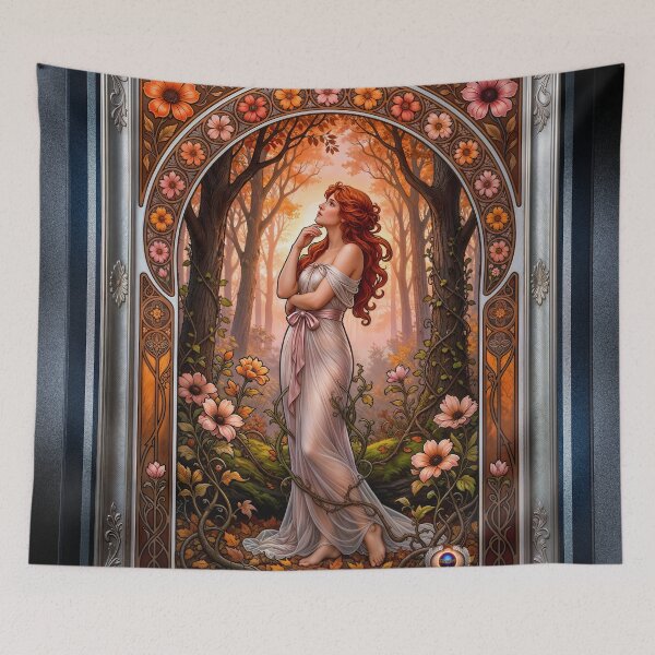 Item preview, Unaulia Anumatti Golden Forest Art Nouveau Illustration Captivating AI Concept Art by Xzendor7 designed and sold by Xzendor7 Digital Art Creations.