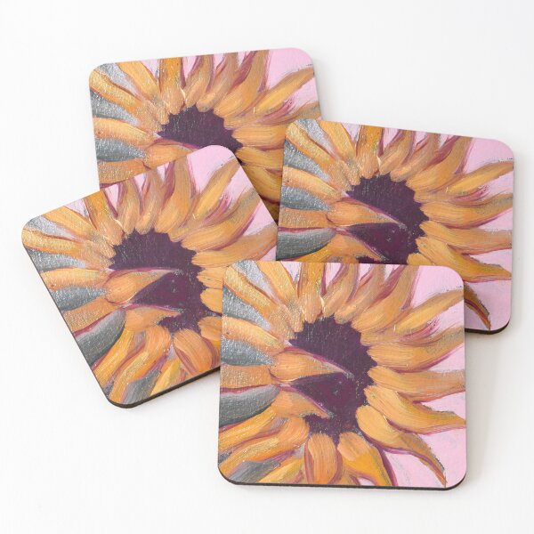 Item preview, Sunflower Oil Painting Pink Background designed and sold by FearlessPaints.