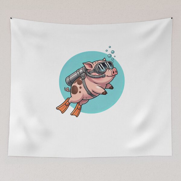Item preview, Cute Piglet Snorkeling Scuba Diving Illustration designed and sold by elderberry.