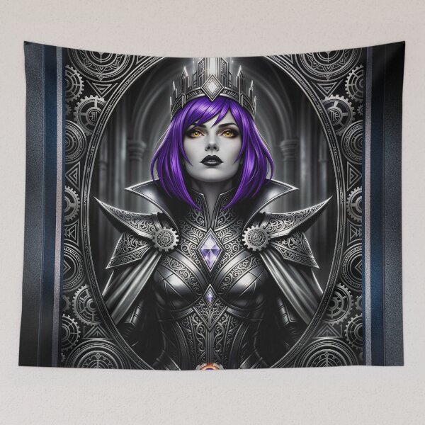 Item preview, Caelia Varn Industrial Gothic Queen Portrait Sovereign AI Concept Art by Xzendor7 designed and sold by Xzendor7 Digital Art Creations.