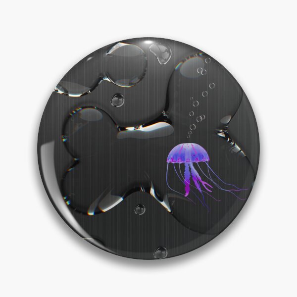 Item preview, Tiny Jellyfish Water Droplet Black Brushed Metal designed and sold by TackyTime.