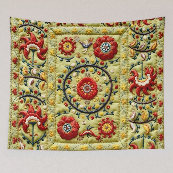 Item preview, Lakai Suzani Uzbekistan Embroidery designed and sold by Vicky Brago-Mitchell®.