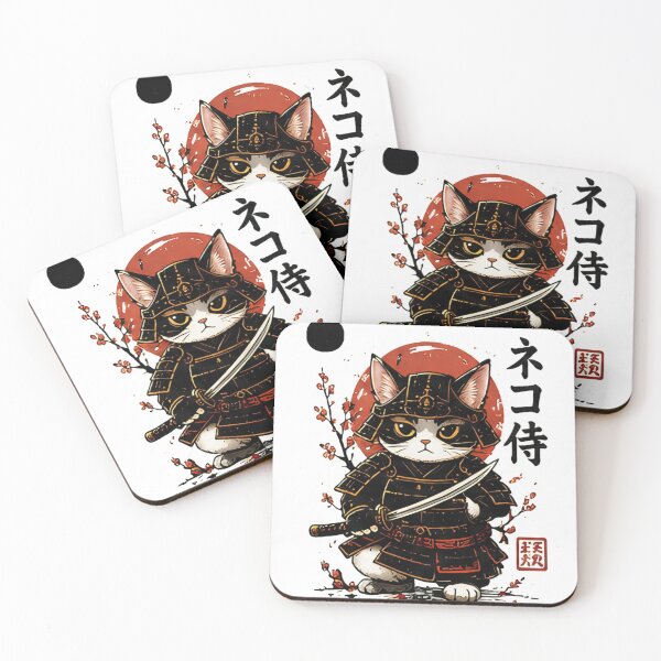 Item preview, Kawaii Samurai Cat - Japanese Neko Warrior Art designed and sold by AMBAYK.