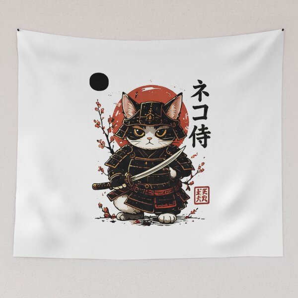 Item preview, Kawaii Samurai Cat - Japanese Neko Warrior Art designed and sold by AMBAYK.