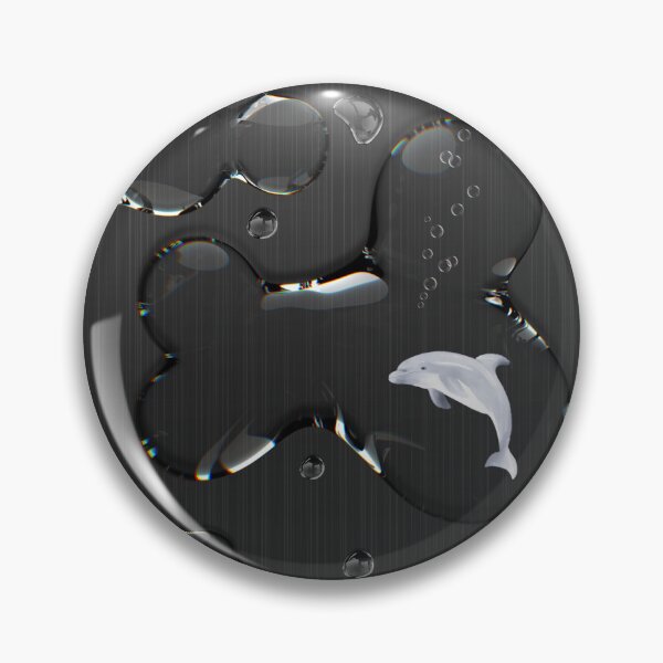 Item preview, Tiny Dolphin Water Droplet Black Brushed Metal designed and sold by TackyTime.