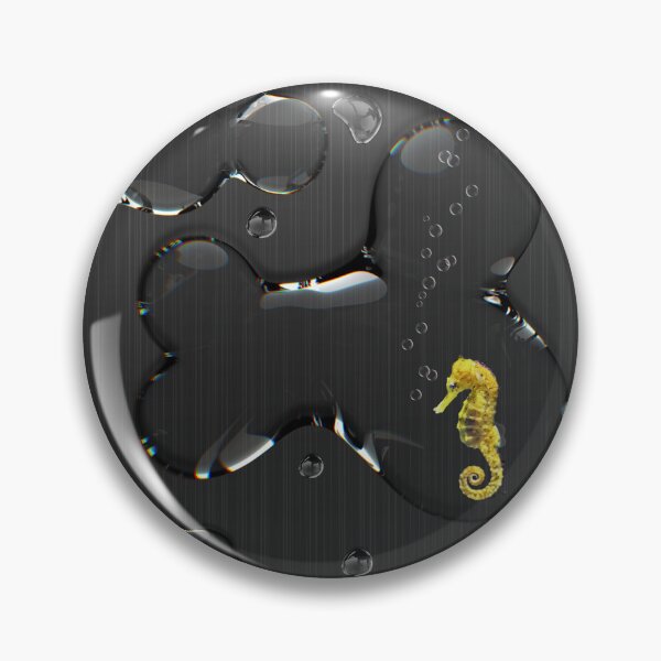 Item preview, Tiny Seahorse Water Droplet Black Brushed Metal designed and sold by TackyTime.
