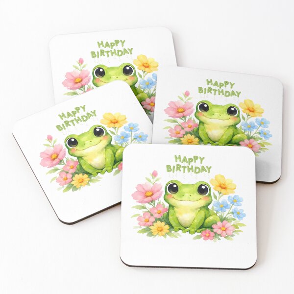 Item preview, Happy Birthday Watercolor Green Frog with Flowers  designed and sold by silviaol.