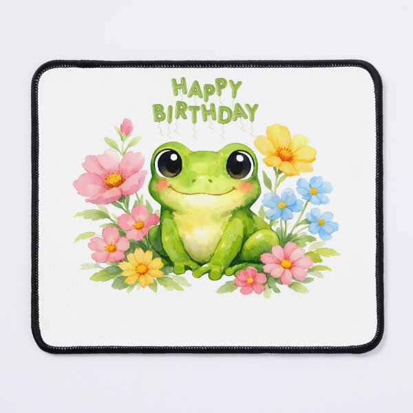 Item preview, Happy Birthday Watercolor Green Frog with Flowers  designed and sold by silviaol.