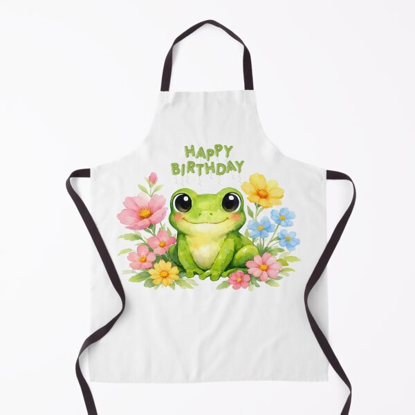 Item preview, Happy Birthday Watercolor Green Frog with Flowers designed and sold by silviaol.