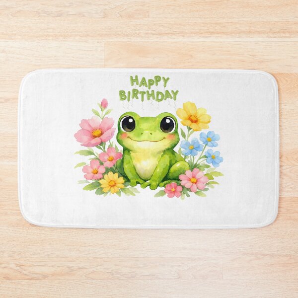 Item preview, Happy Birthday Watercolor Green Frog with Flowers  designed and sold by silviaol.