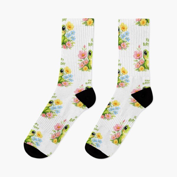 Item preview, Happy Birthday Watercolor Green Frog with Flowers  designed and sold by silviaol.
