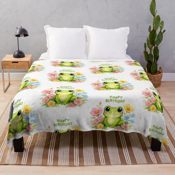 Item preview, Happy Birthday Watercolor Green Frog with Flowers  designed and sold by silviaol.