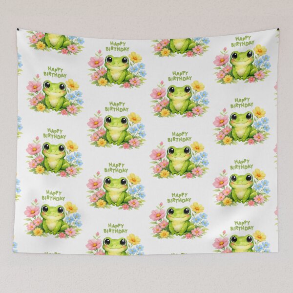 Item preview, Happy Birthday Watercolor Green Frog with Flowers  designed and sold by silviaol.