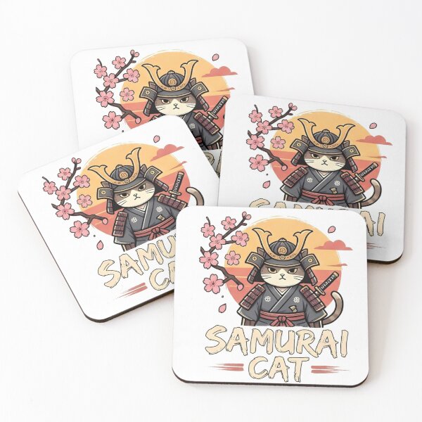 Item preview, Cute Samurai Cat Japanese Warrior - Sakura and Sunset Art designed and sold by AMBAYK.