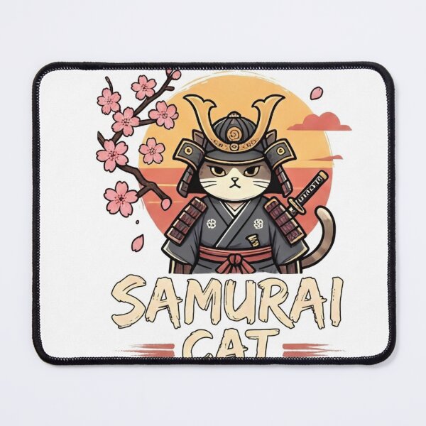 Item preview, Cute Samurai Cat Japanese Warrior - Sakura and Sunset Art designed and sold by AMBAYK.