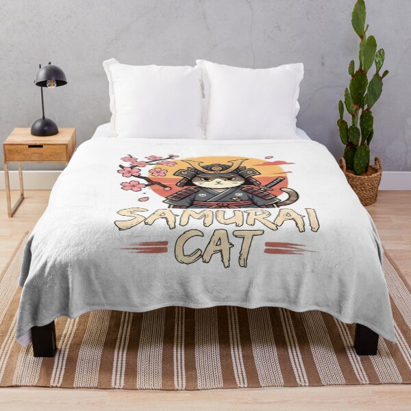 Item preview, Cute Samurai Cat Japanese Warrior - Sakura and Sunset Art designed and sold by AMBAYK.