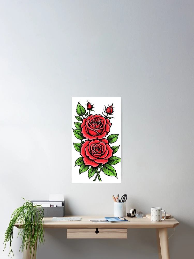Thumbnail 2 of 3, Poster, Red Roses designed and sold by ViaARTfactory.