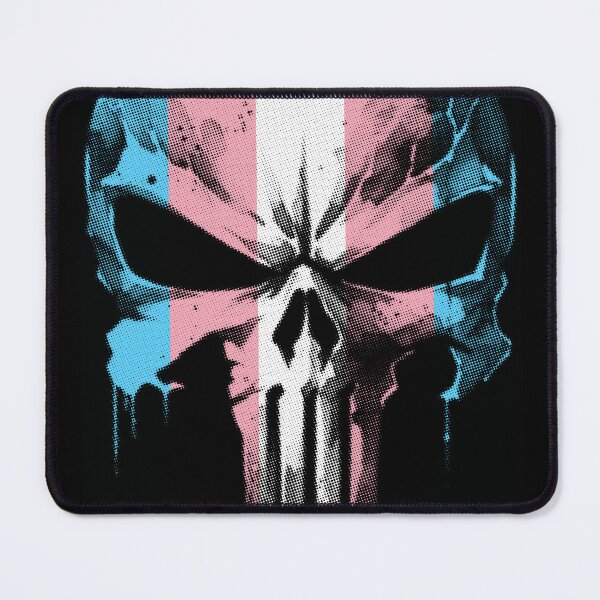Item preview, Trans Pride Guardian Skull - Halftone designed and sold by Probably Fine Designs.