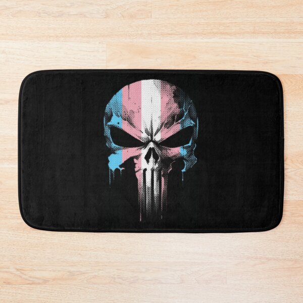Item preview, Trans Pride Guardian Skull - Halftone designed and sold by Probably Fine Designs.