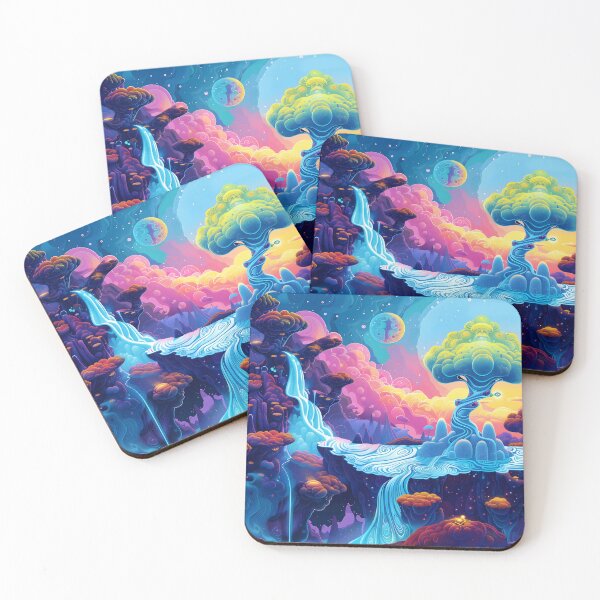Item preview, Neon Dreamscape Celestial Tree River Fantasy designed and sold by LuminousFoundry.